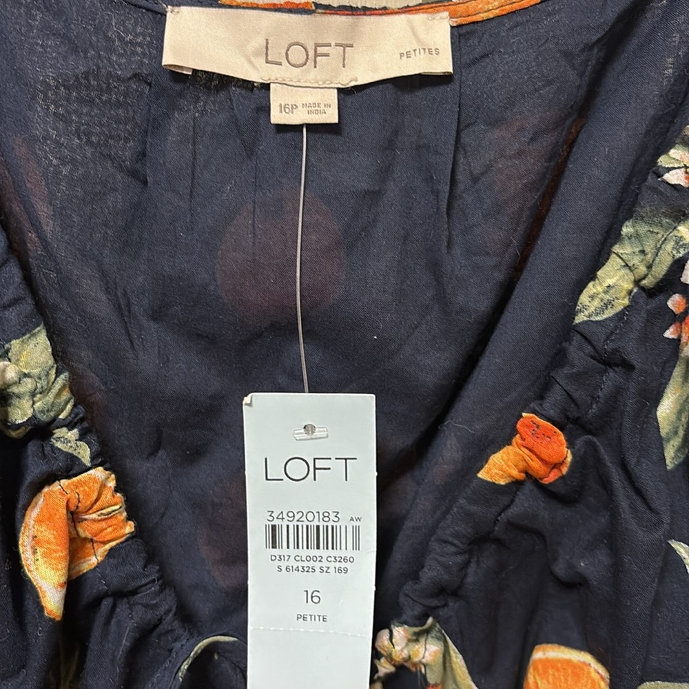 NWT LOFT Orange Print Dress 16 Petite - Picture 3 of 6